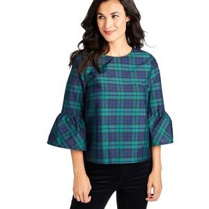 Vineyard Vines bell sleeve plaid blouse